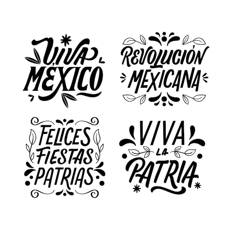 Vetor grátis conjunto de design de letras viva méxico