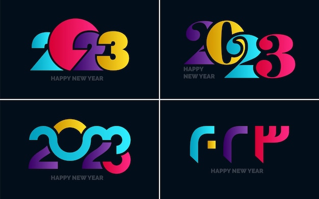 Conjunto de design de logotipo 2023 feliz ano novo 2023 modelo de design de número decoração de natal 2023