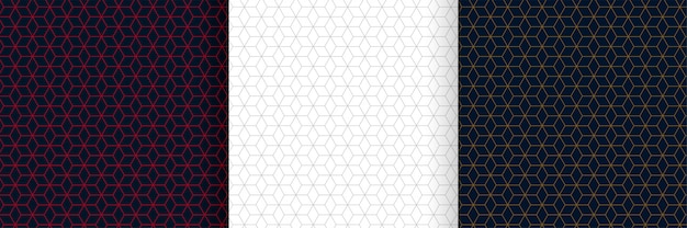 Conjunto de design de plano de fundo padrão de linhas hexagonais