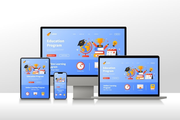 Conjunto de design de site responsivo gradiente
