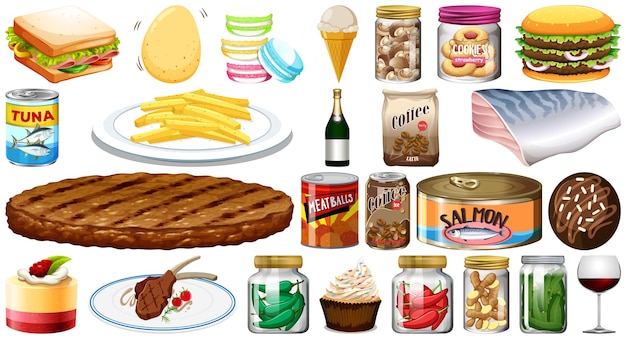 Conjunto de diferentes alimentos