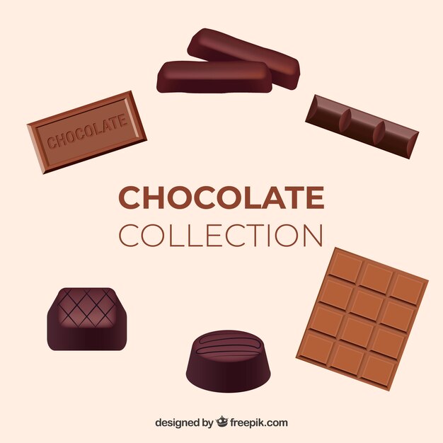 Conjunto de diferentes bombons de chocolate