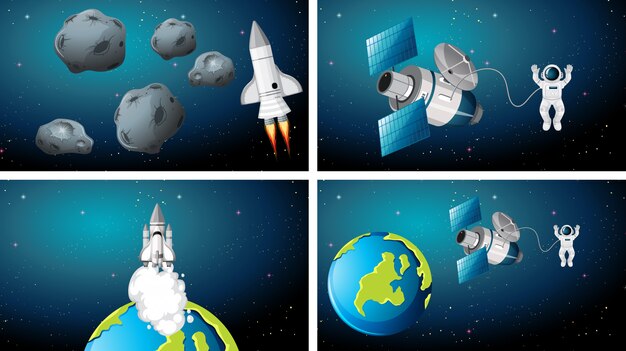 Vetor grátis conjunto de diferentes espaços cenas de fundo