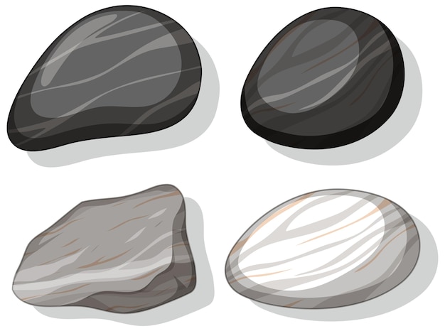Vetor grátis conjunto de diferentes formas de pedras isoladas no fundo branco
