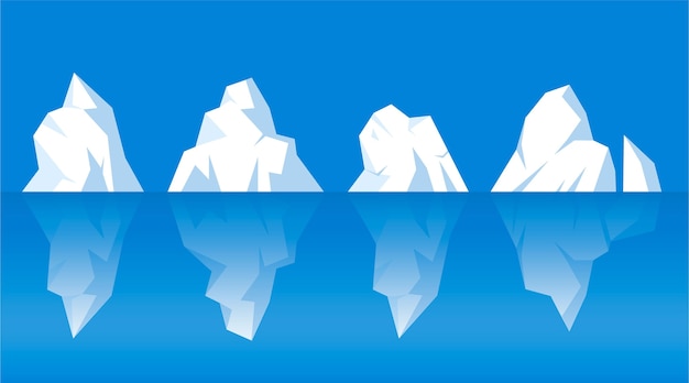 Vetor grátis conjunto de diferentes icebergs desenhados