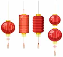 Vetor grátis conjunto de diferentes lanternas chinesas