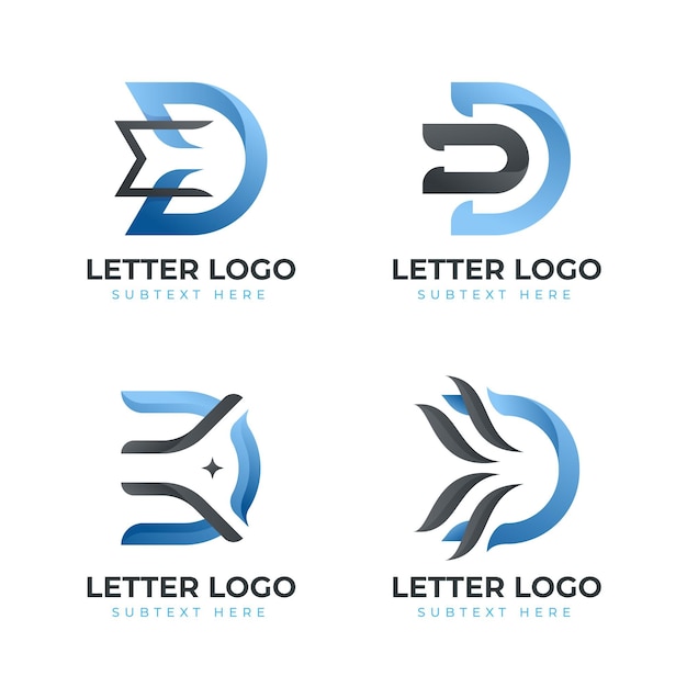 Vetor grátis conjunto de diferentes logotipos de gradiente d