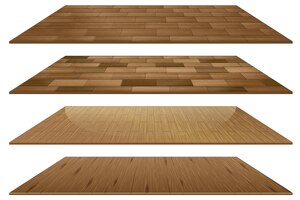 Vetor grátis conjunto de diferentes pisos de madeira marrom isolado no fundo branco