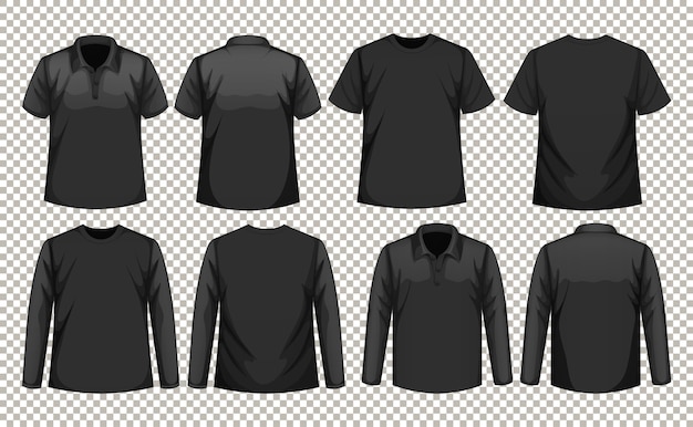 Vetor grátis conjunto de diferentes tipos de camisa na mesma cor