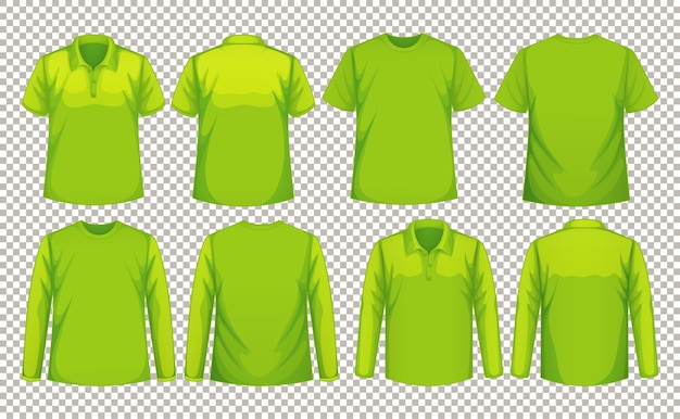 Conjunto de diferentes tipos de camisa na mesma cor