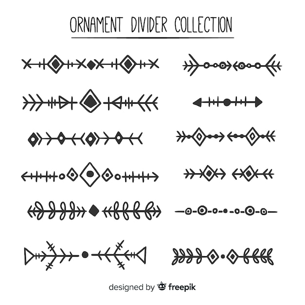 Vetor grátis conjunto de divisores de ornamento de mão desenhada