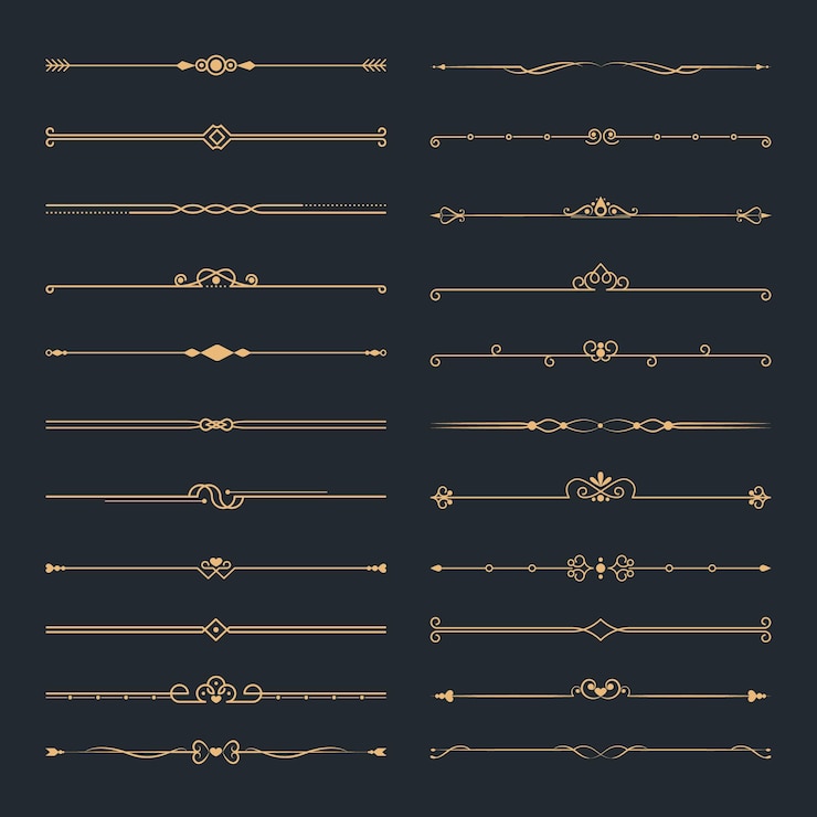 Vetor grátis conjunto de divisórias ornamentais caligráficas