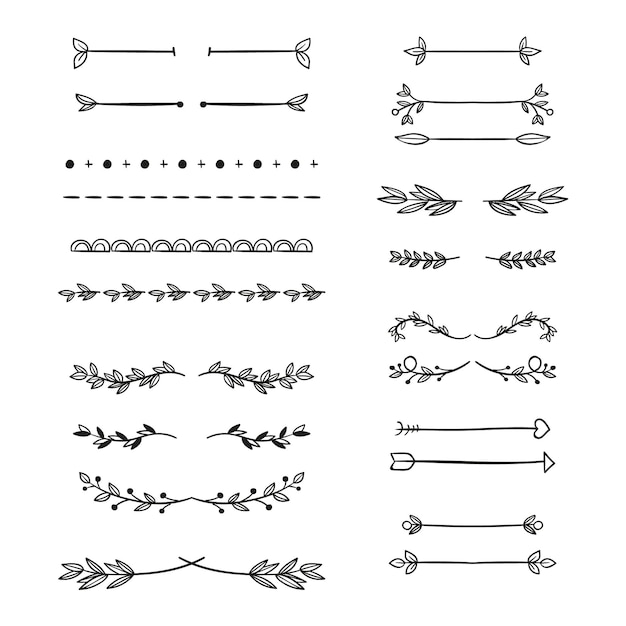 Conjunto de divisórias ornamentais desenhadas à mão