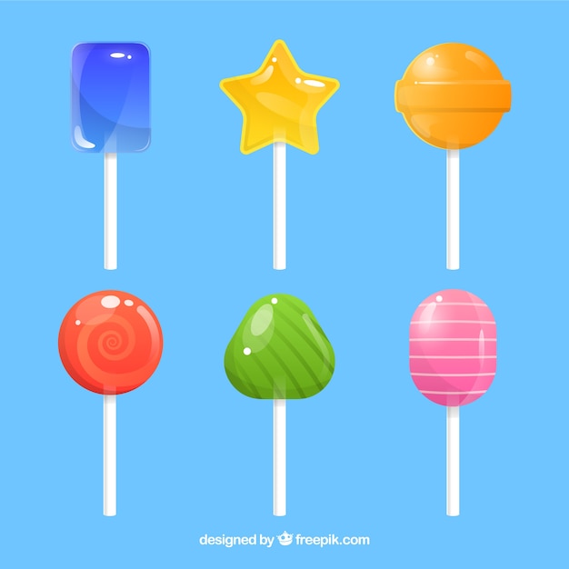 Vetor grátis conjunto de doces coloridos em estilo simples
