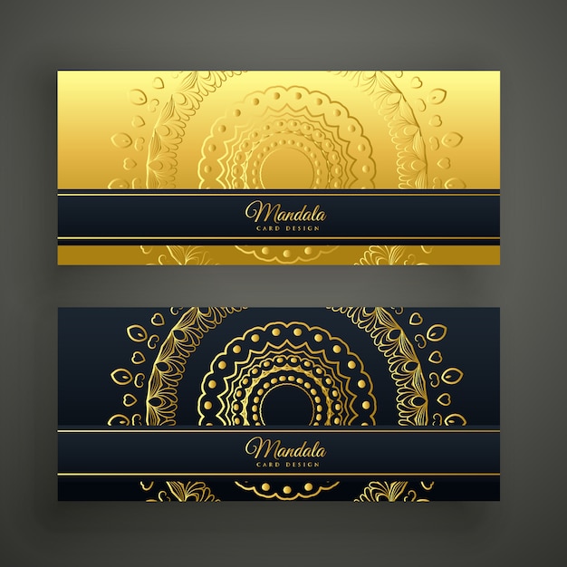 Conjunto de dois banners de ouro mandala de luxo