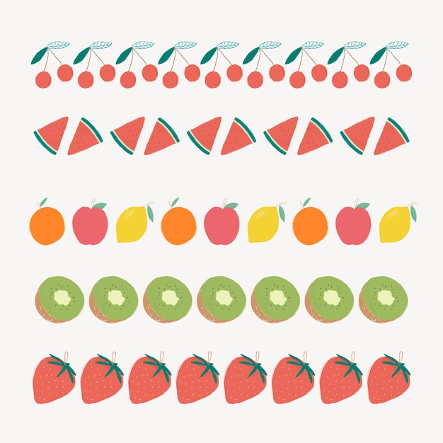 Conjunto de doodle sem emenda de ilustração vetorial de escova de frutas