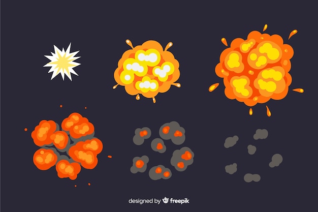 Conjunto de efeitos de explosão de bomba