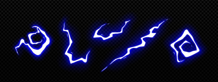 Vetor grátis conjunto de efeitos de raio azul neon