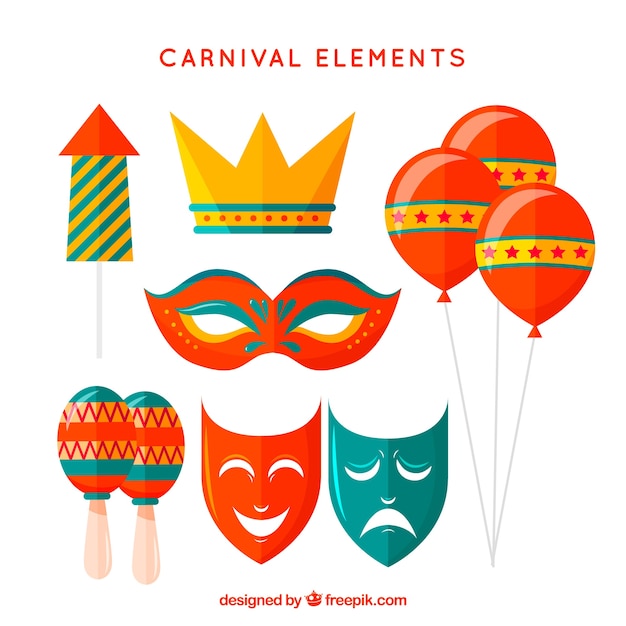 Conjunto de elementos de carnaval