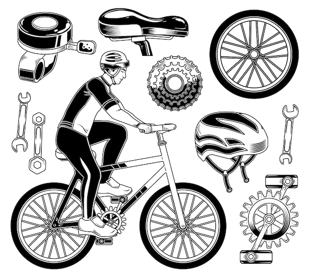 Conjunto de elementos de ciclista