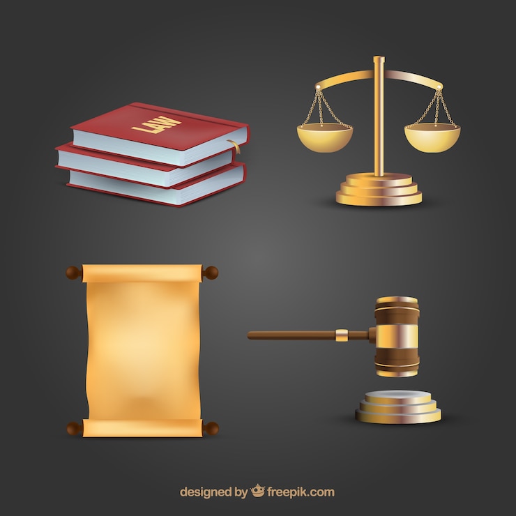 Vetor grátis conjunto de elementos de derecho e justicia