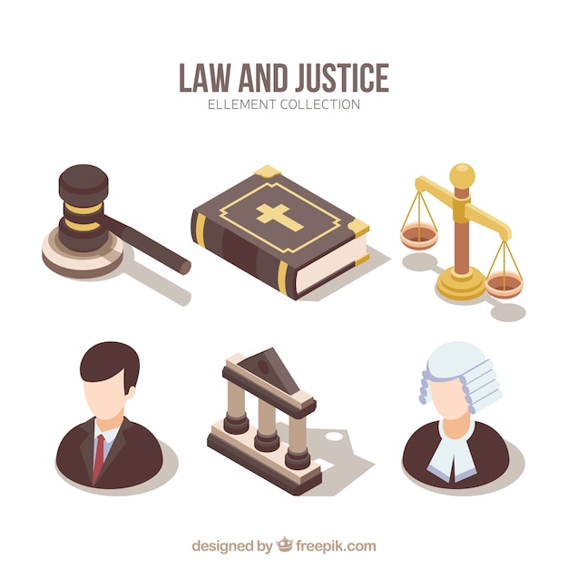 Vetor grátis conjunto de elementos de derecho e justicia