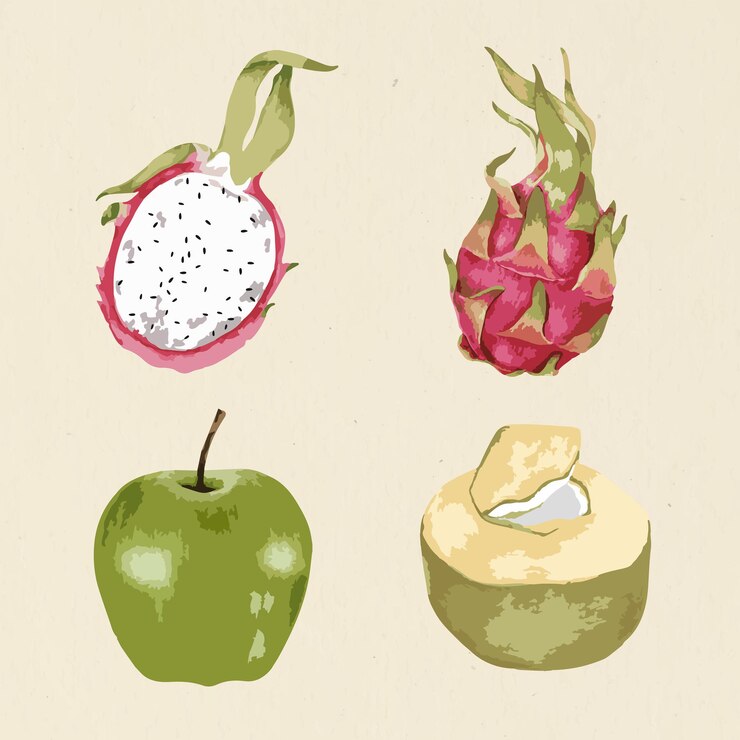 Vetor grátis conjunto de elementos de design de frutas vetorizadas