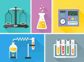 Vetor grátis conjunto de elementos de equipamento de laboratório