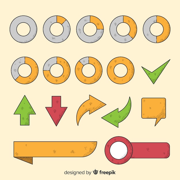 Vetor grátis conjunto de elementos de mão desenhada infográfico