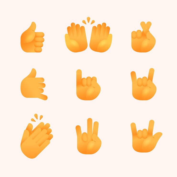 Vetor grátis conjunto de elementos de mãos emoji
