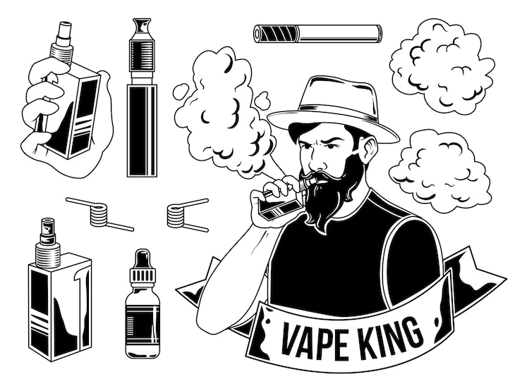 Vetor grátis conjunto de elementos de vaper
