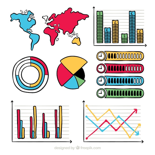 Vetor grátis conjunto de elementos infográfico em cores diferentes