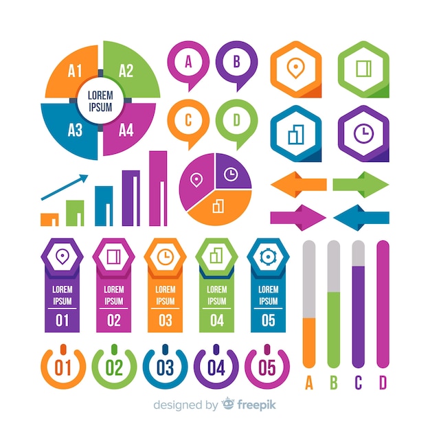 Vetor grátis conjunto de elementos infográfico em design plano