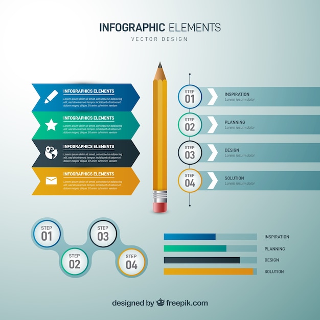 Conjunto de elementos infográfico em estilo realista