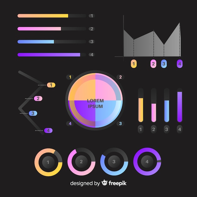 Conjunto de elementos infográfico gradiente