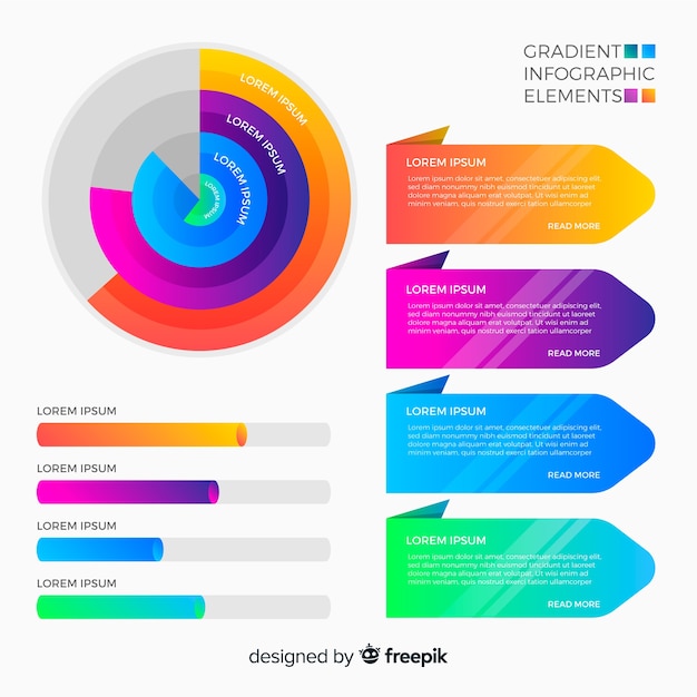 Vetor grátis conjunto de elementos infográfico gradiente