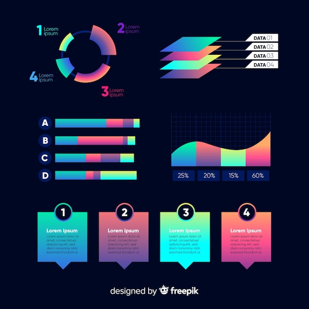 Conjunto de elementos infográfico gradiente