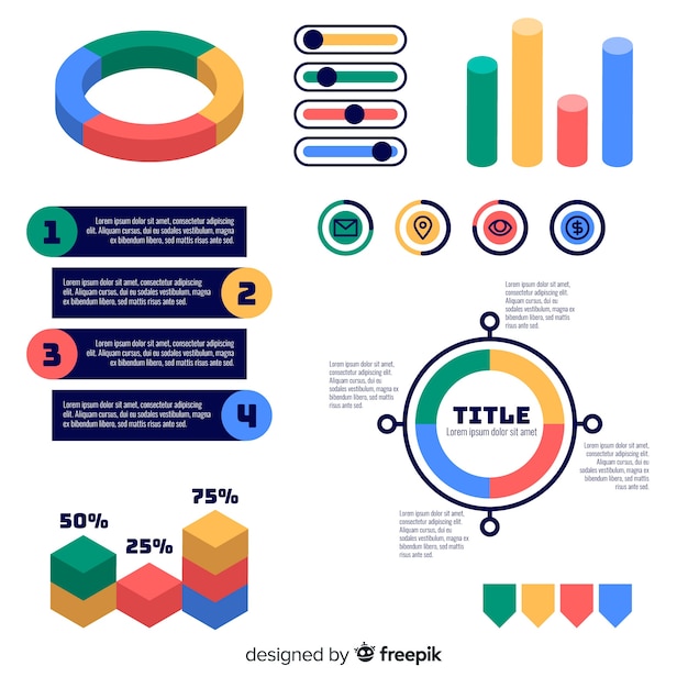 Conjunto de elementos infográfico planas