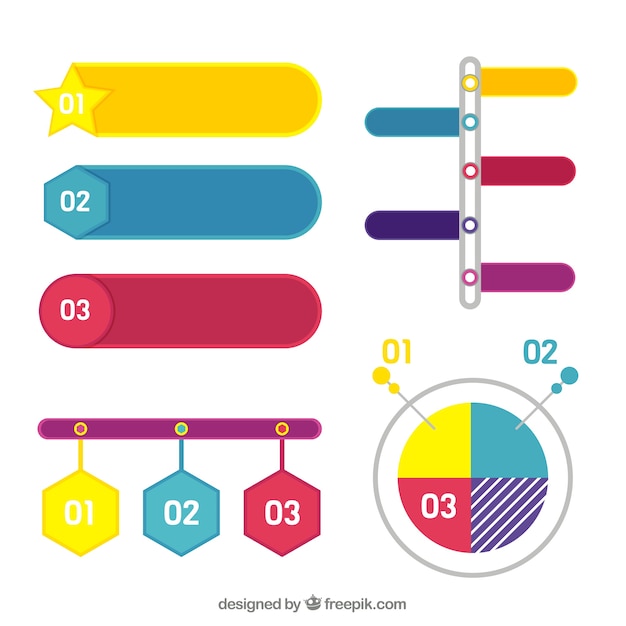 Conjunto de elementos infográficos coloridos