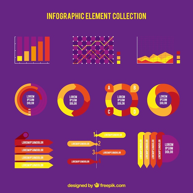 Vetor grátis conjunto de elementos infográficos com detalhes amarelos