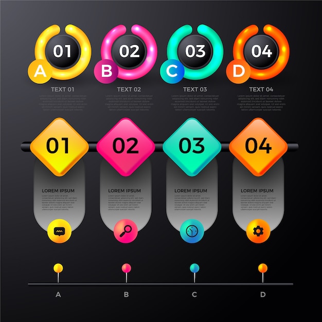 Conjunto de elementos realista infográfico lustroso