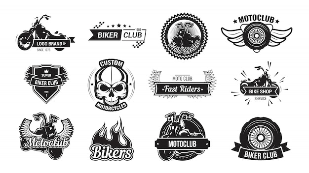 Conjunto de emblema do clube de motociclistas