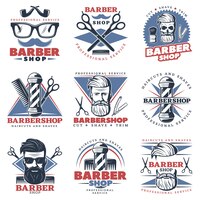 Conjunto de emblemas de barbearia