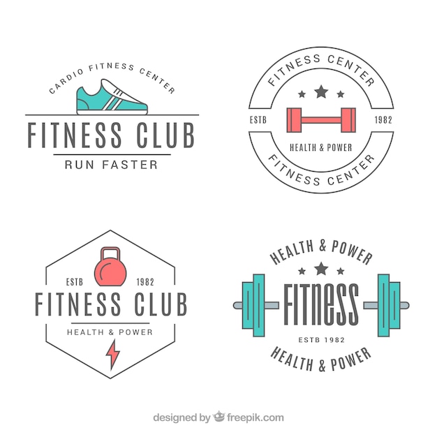 Vetor grátis conjunto de emblemas de fitness criativos