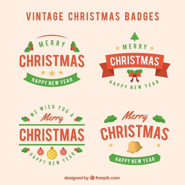 Conjunto de emblemas de natal vintage