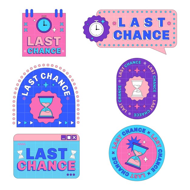 Conjunto de emblemas de última chance desenhados à mão