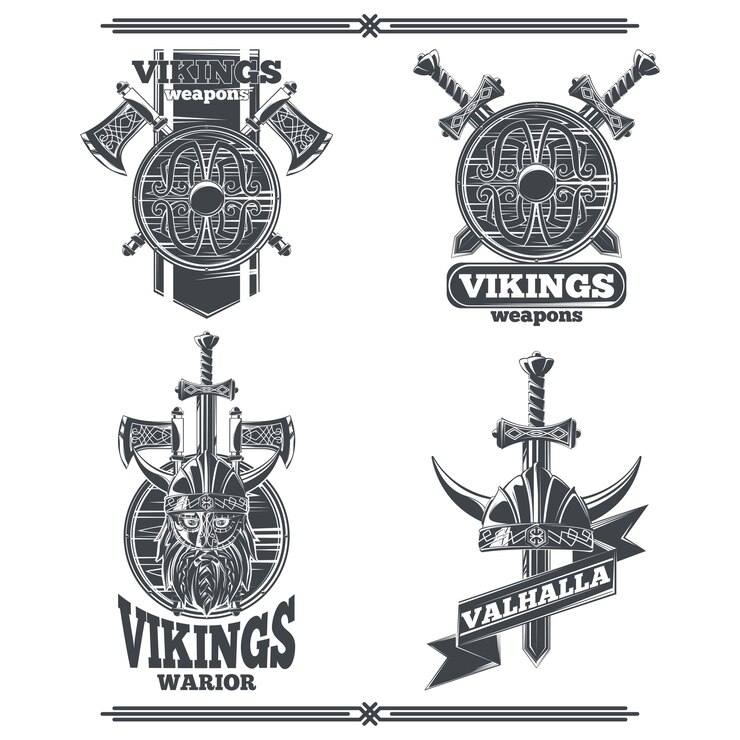 Vetor grátis conjunto de emblemas de viking