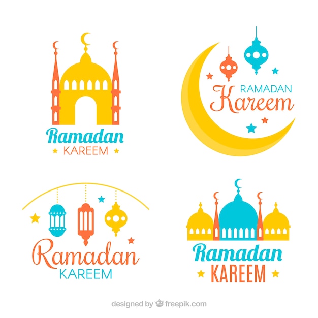 Conjunto de emblemas do ramadã em estilo simples