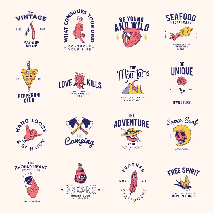 Vetor grátis conjunto de emblemas vintage design vector
