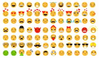 Vetor grátis conjunto de emoticons tristes e felizes